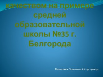 Стратегия управления качеством на примере СШ №35 г. Белгорода