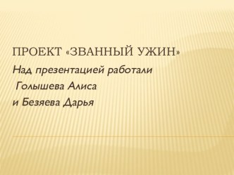 Проект Званый ужин