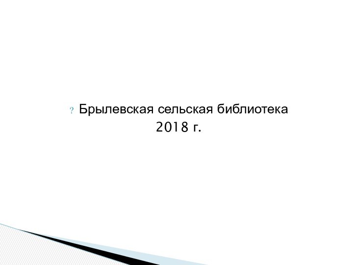 Брылевская сельская библиотека2018 г.