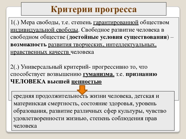 1(.) Мера свободы, т.е. степень гарантированной обществом индивидуальной свободы. Свободное развитие человека