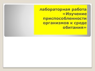 Изучение приспособленности организмов к среде обитания