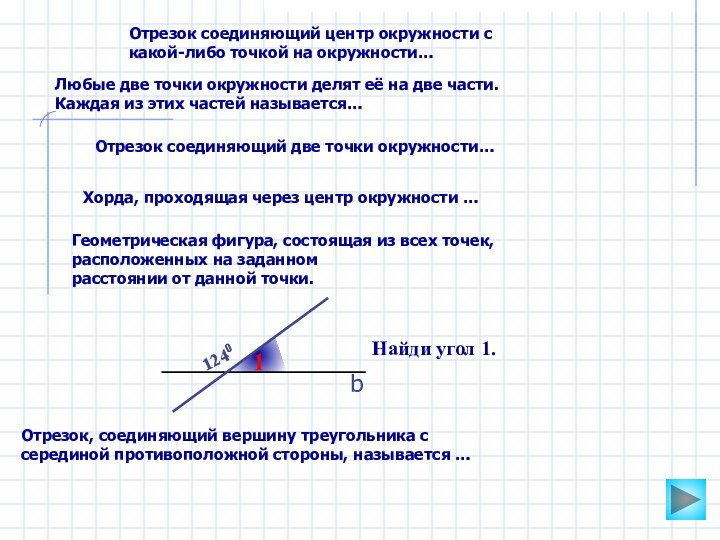 Отрезок соединяющий центр окружности с какой-либо точкой на окружности…Любые две точки окружности