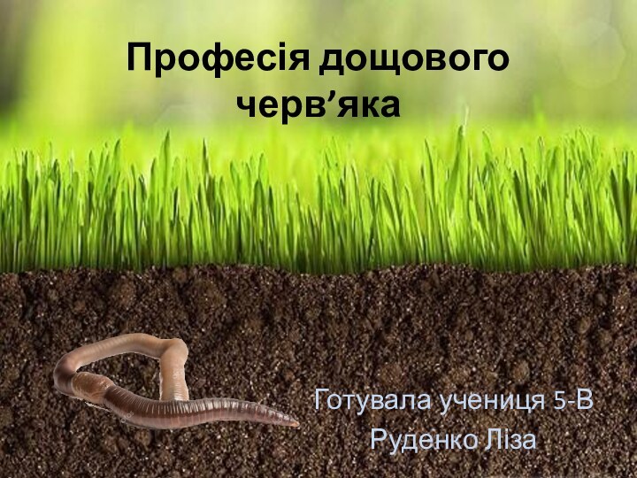 Професія дощового  черв’якаГотувала учениця 5-ВРуденко Ліза