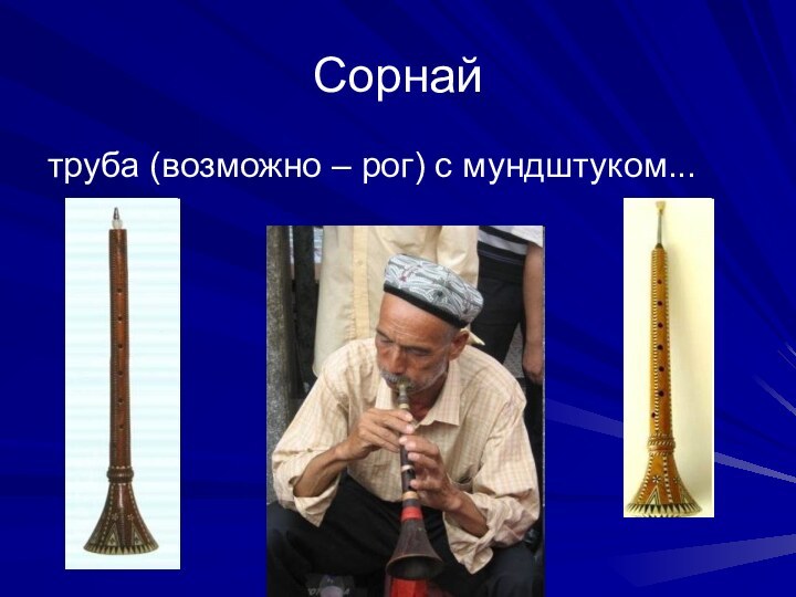 Сорнайтруба (возможно – рог) с мундштуком...