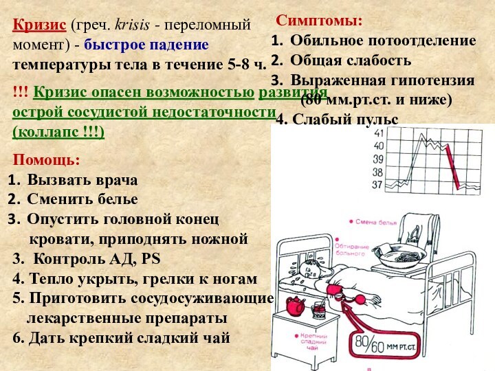 Кризис (греч. krisis - переломный момент) - быстрое падение температуры тела в