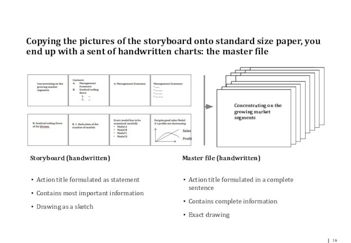 Copying the pictures of the storyboard onto standard size paper, you end