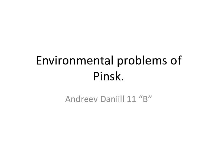 Environmental problems of Pinsk.Andreev Daniill 11 “B”