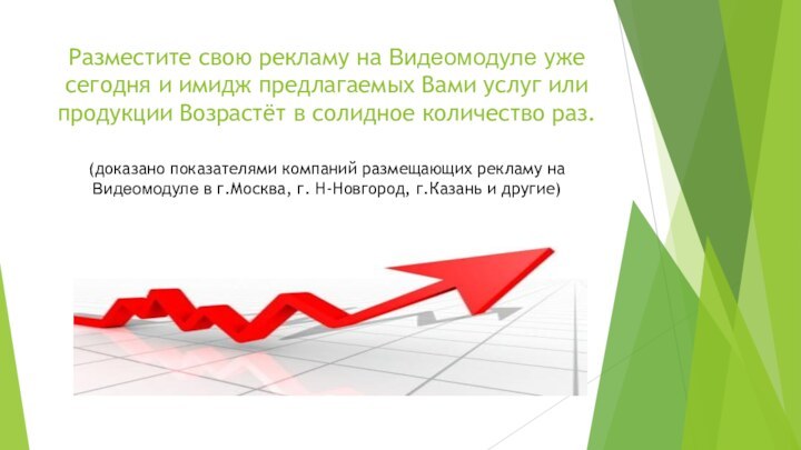 Разместите свою рекламу на Видеомодуле уже сегодня и имидж предлагаемых Вами услуг