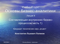 Основы бизнес-аналитики. Лекция 8( часть 1). Составляющая внутренних бизнес-процессов