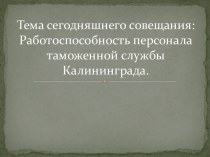 Работоспособность персонала таможенной службы Калининграда