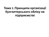 Принципи організації бухгалтерського обліку на підприємстві