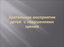 Зрительное воприятие детей с нарушениями зрения