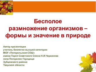 Бесполое размножение организмов – формы и значение в природе