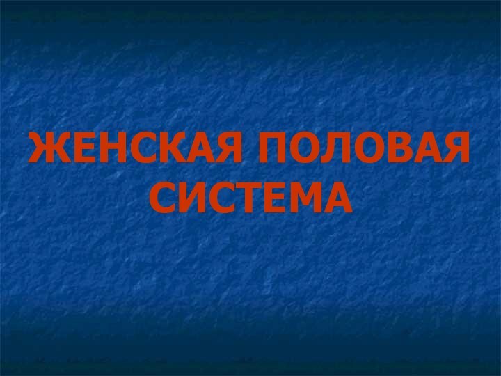 ЖЕНСКАЯ ПОЛОВАЯ СИСТЕМА