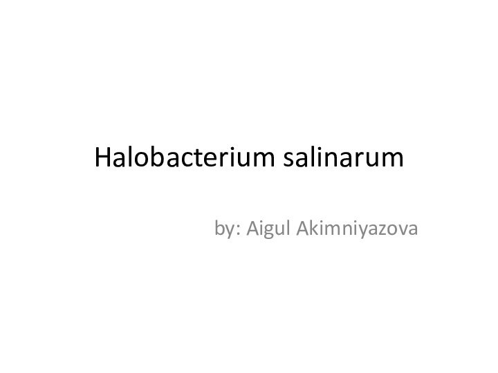 Halobacterium salinarum by: Aigul Akimniyazova