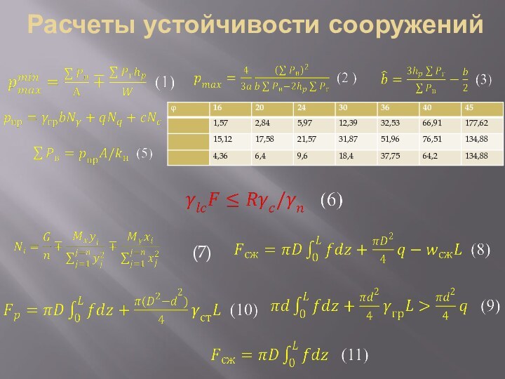 Расчеты устойчивости сооружений        (7)     