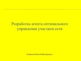 Разработка агента оптимального управления участком сети