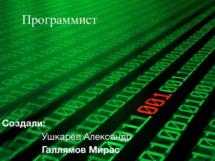 ПрограммистСоздали:	        Ушкарев Александр