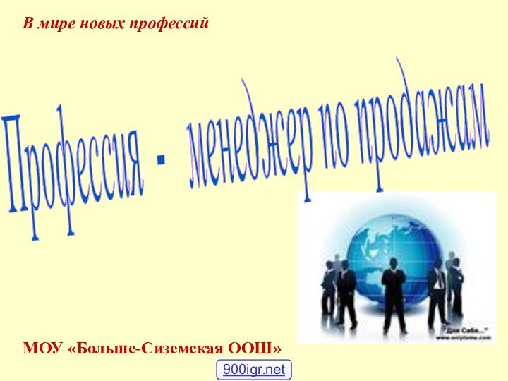 Профессия -  менеджер по продажам В мире новых профессийМОУ «Больше-Сиземская ООШ»