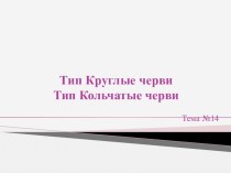 Тип Круглые черви. Тип Кольчатые черви