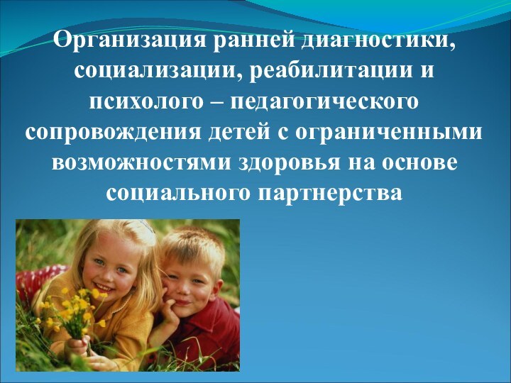 Организация ранней диагностики, социализации, реабилитации и психолого – педагогического сопровождения детей с