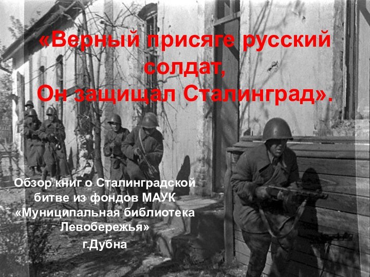 «Верный присяге русский солдат, Он защищал Сталинград».Обзор книг о Сталинградской битве из