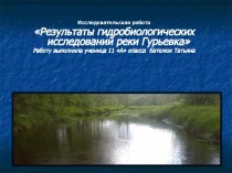 Результаты гидробиологических исследований реки Гурьевка