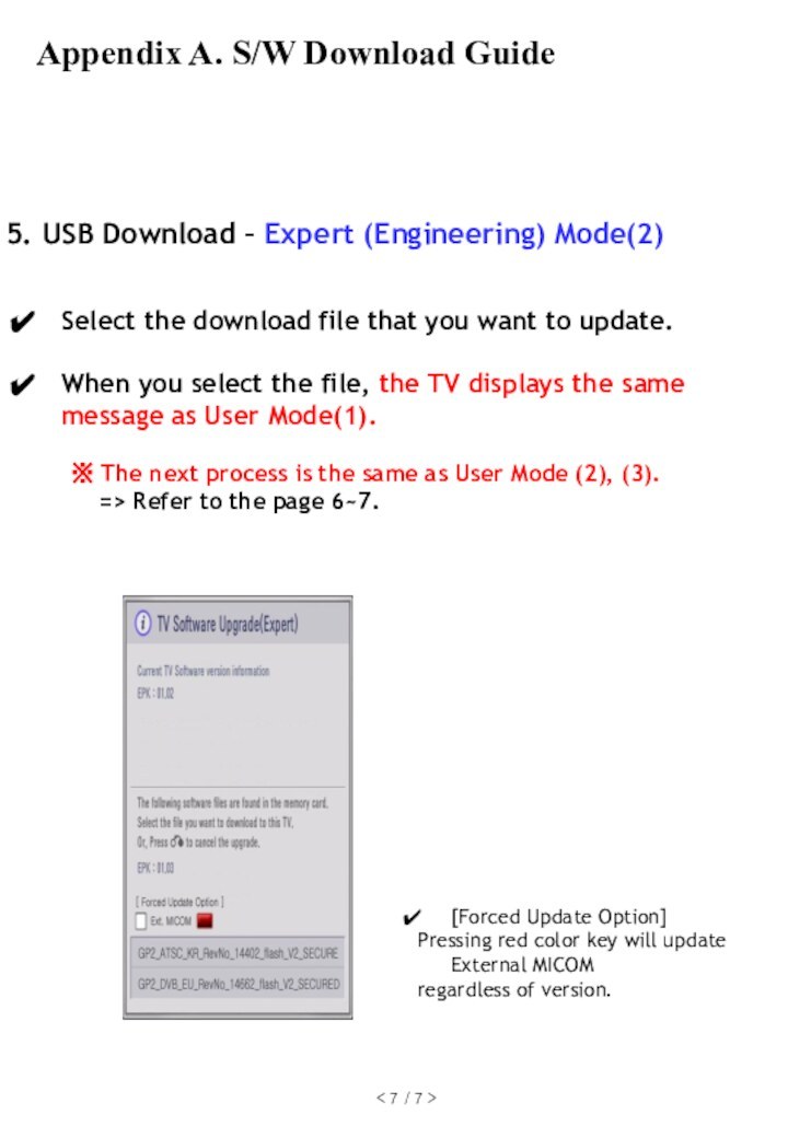5. USB Download – Expert (Engineering) Mode(2)< 7 / 7 >Select the