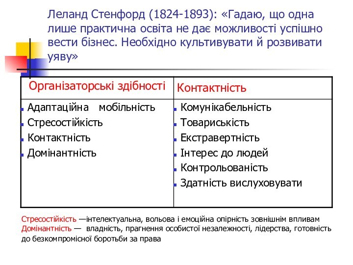 Леланд Стенфорд (1824-1893): «Гадаю, що одна лише практична освіта не дає можливості