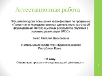 Аттестационная работа. Организация проектно-исследовательской деятельности