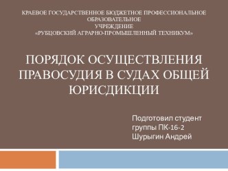 Порядок осуществления правосудия в судах общей юрисдикции