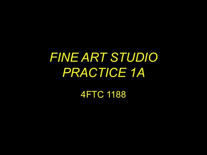 FINE ART STUDIO PRACTICE 1A4FTC 1188