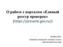 О работе с порталом Единый реестр проверок