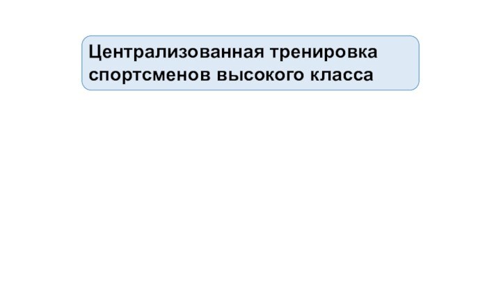 Централизованная тренировка спортсменов высокого класса