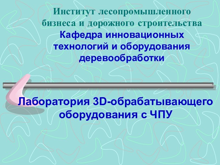 Институт лесопромышленного бизнеса и дорожного строительства  Кафедра инновационных технологий и оборудования