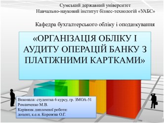 Організація обліку і аудиту операцій банку з платіжними картками