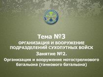 Организация и вооружение подразделений сухопутных войск, мотострелкового батальона. (Тема 3.2)