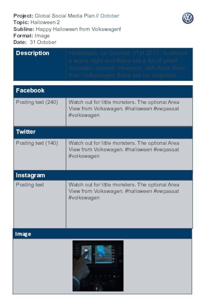 Project: Global Social Media Plan // October Topic: Halloween 2 Subline: Happy