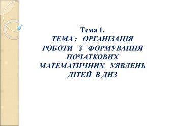 Організація роботи з формування початкових математичних уявлень дітей в ДНЗ