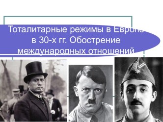 Тоталитарные режимы в Европе в 30-х годах. Обострение международных отношений