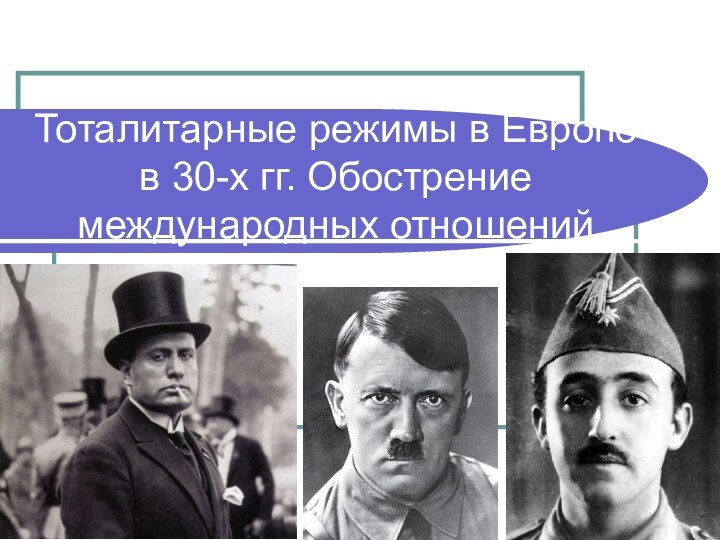 Тоталитарные режимы в Европе в 30-х гг. Обострение международных отношений