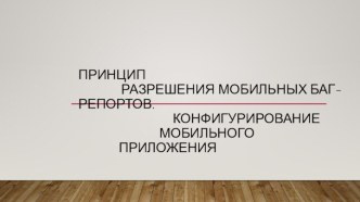 Принцип разрешения мобильных баг-репортов. Конфигурирование мобильного приложения