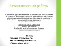 Аттестационная работа. Рабочая программа по внеурочной деятельности Первые шаги в науку