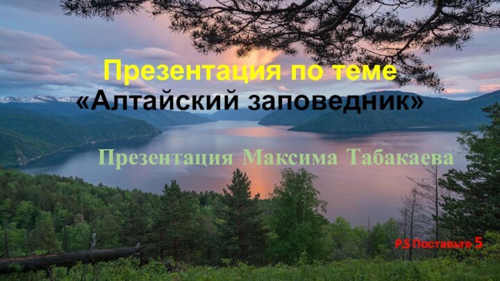 Презентация по теме «Алтайский заповедник»Презентация Максима Табакаева