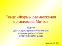 Формы размножения организмов. Митоз