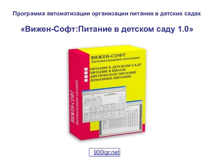 Программа автоматизации организации питания в детских садах«Вижен-Софт:Питание в детском саду 1.0»