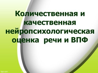 Количественная и качественная нейропсихологическая оценка речи и ВПФ