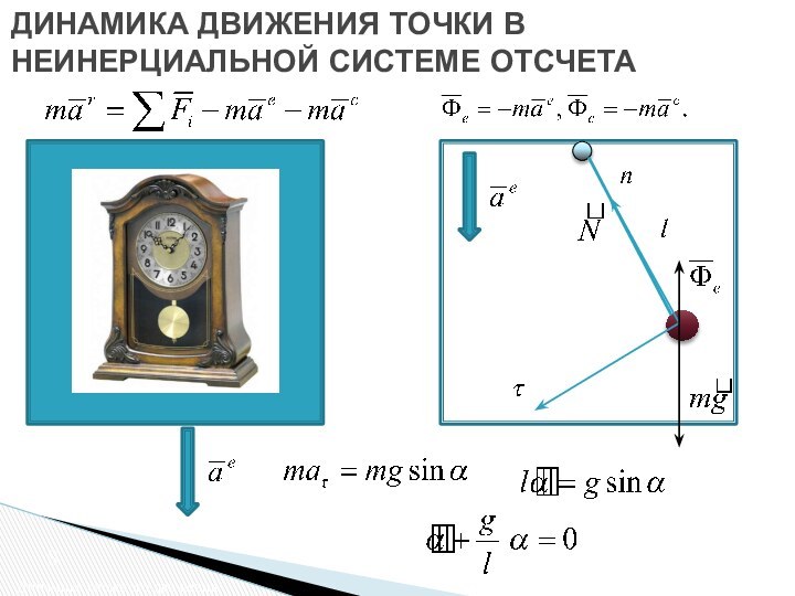 ДИНАМИКА ДВИЖЕНИЯ ТОЧКИ В НЕИНЕРЦИАЛЬНОЙ СИСТЕМЕ ОТСЧЕТАДинамика сложного движения