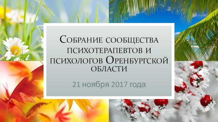 Собрание сообщества психотерапевтов и психологов Оренбургской области21 ноября 2017 года