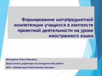 Формирование метапредметной компетенции учащихся в контексте проектной деятельности на уроке иностранного языка